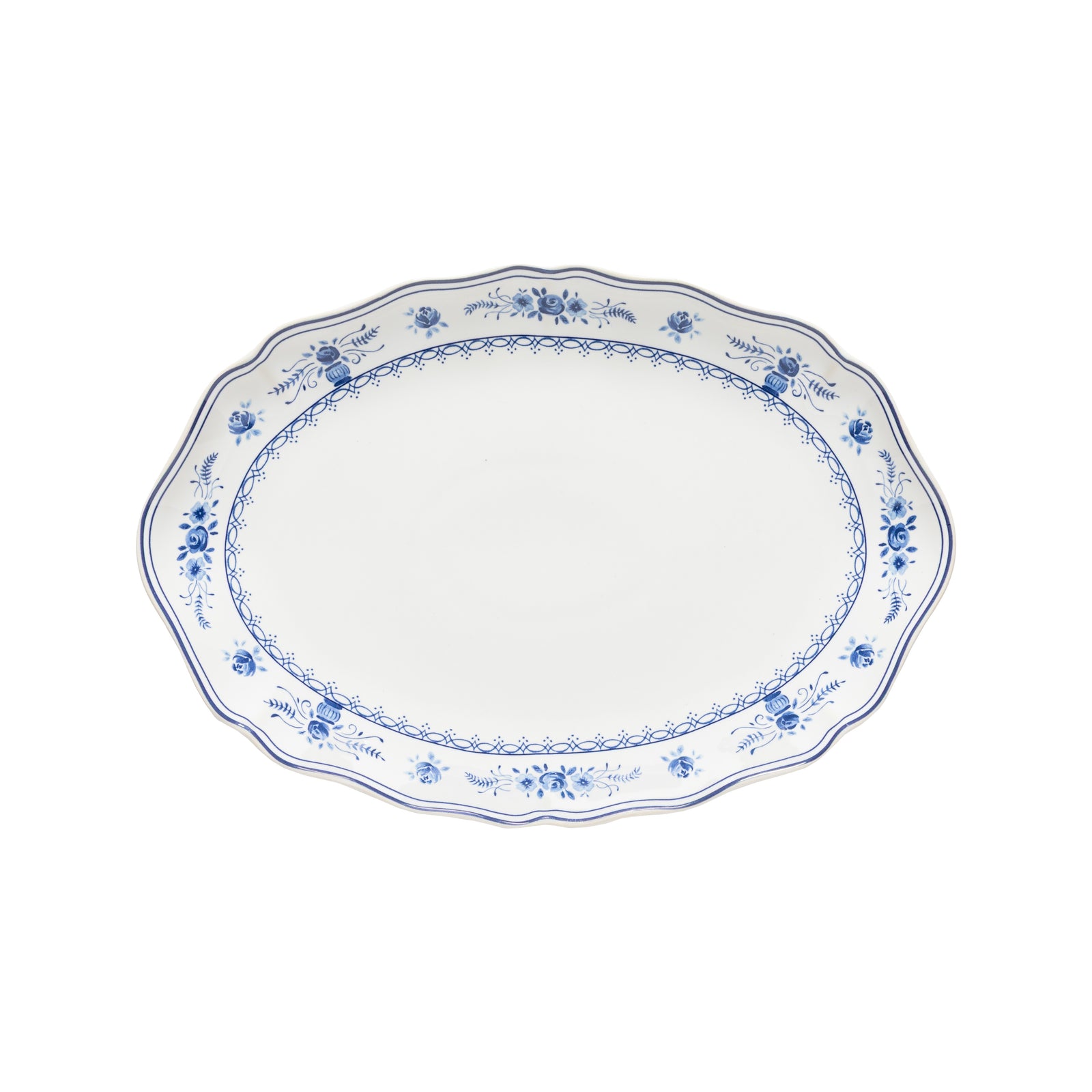 Oval Platter Vila - White Blue