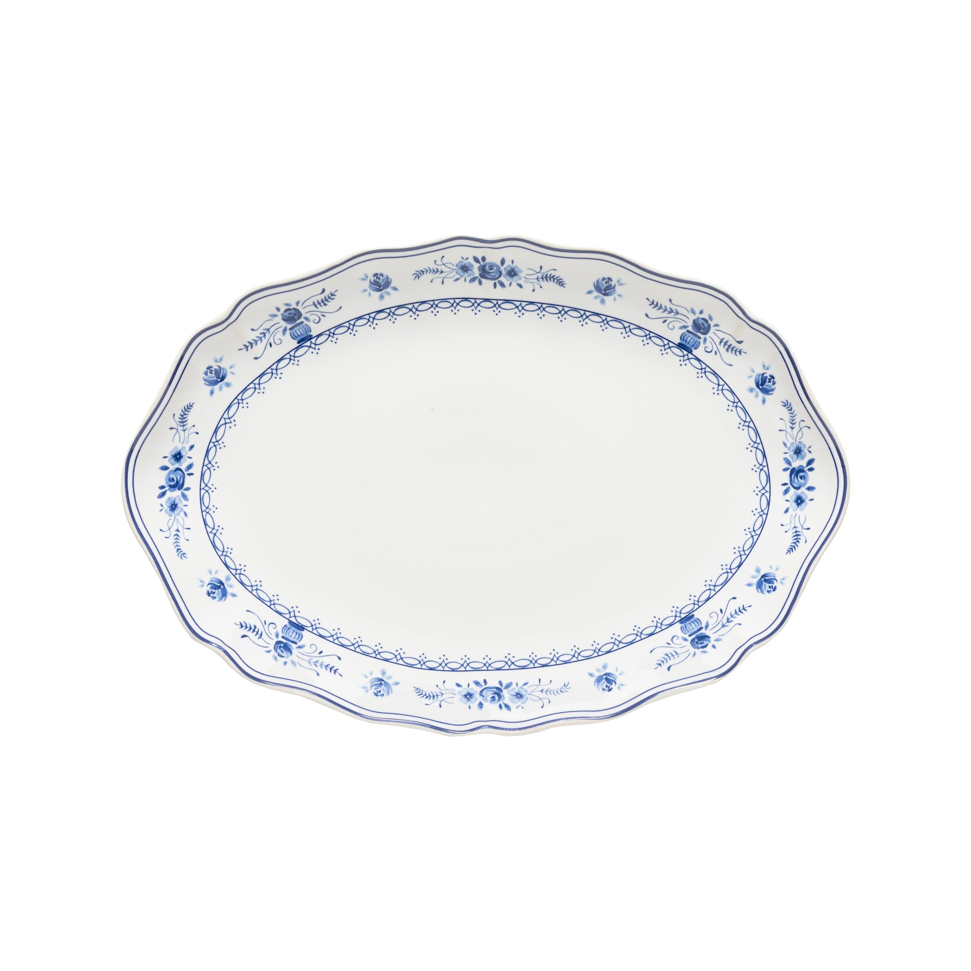 Oval Platter Vila - White Blue