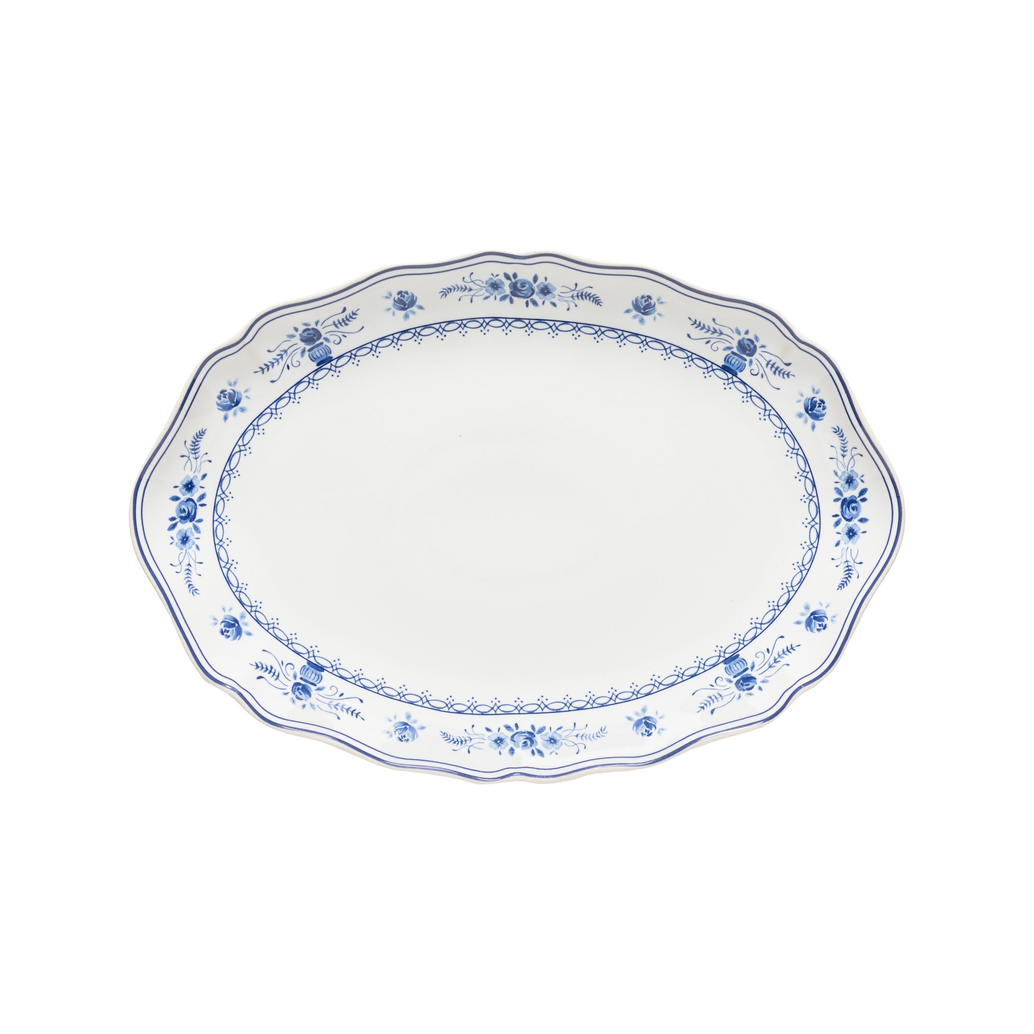 Oval Platter Vila - White Blue