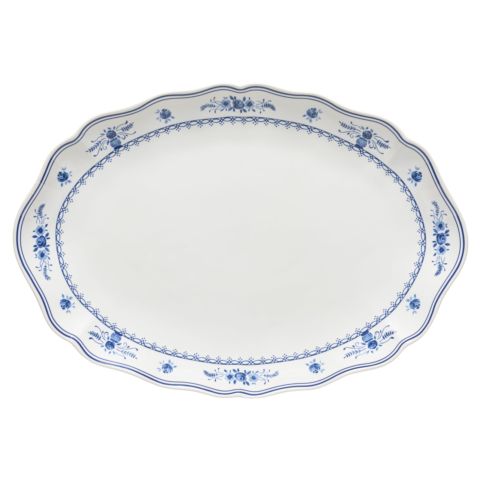 Large Oval Platter Vila - White Blue