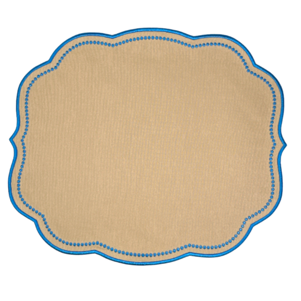 Charlotte Placemat - Wheat and Azure Blue (Set of 4)