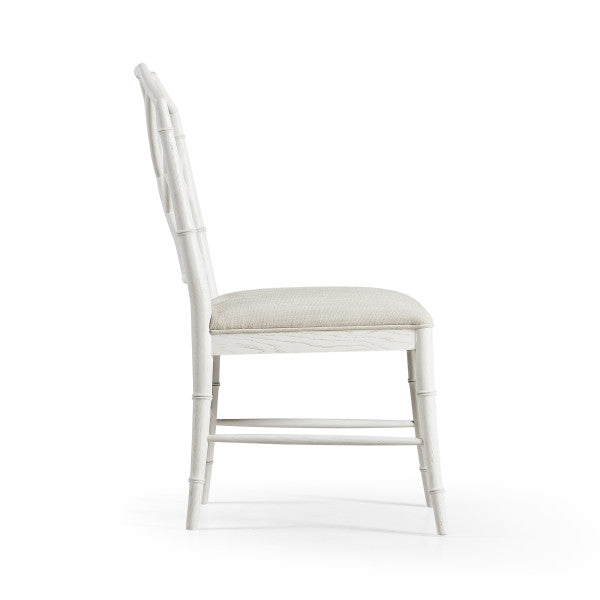 Timeless Saros Chippendale Bamboo Side Chair in Chalk White