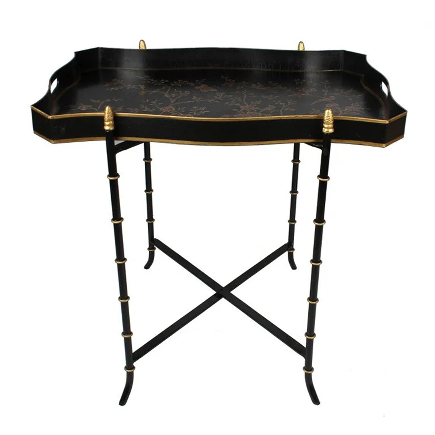 Black & Gold Rectangular Tray Table