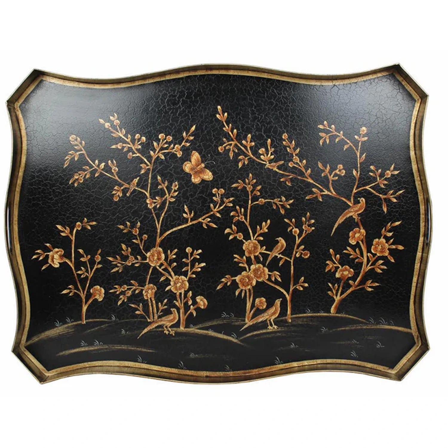 Black & Gold Rectangular Tray Table
