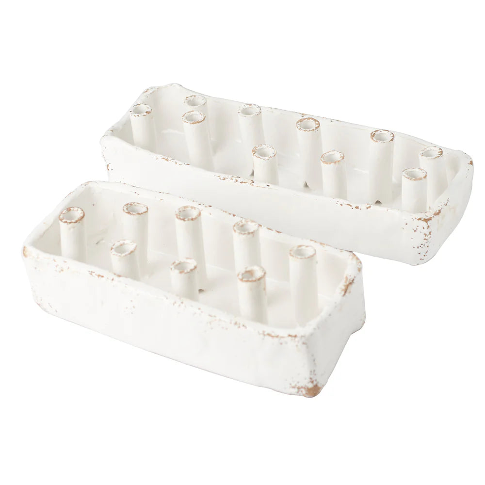 Ceramic Boat Tulipiere, White, 10-Hole