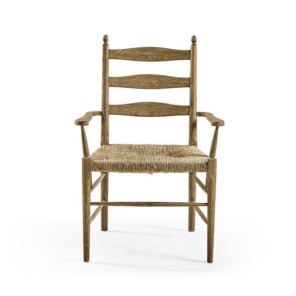 Timeless Doppler Ladderback Arm Chair in Stripped Brown Chestnut