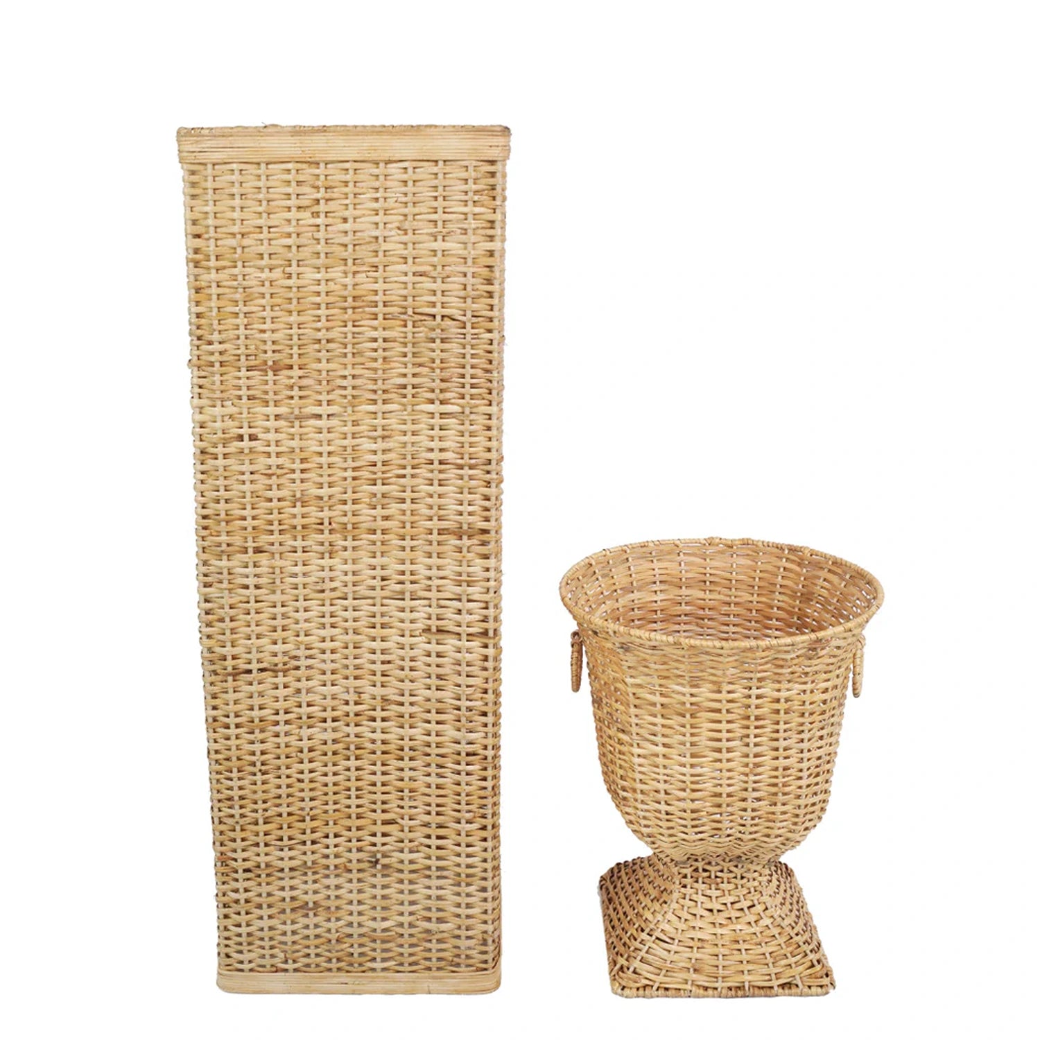 Square Wicker Urn and Pedestal