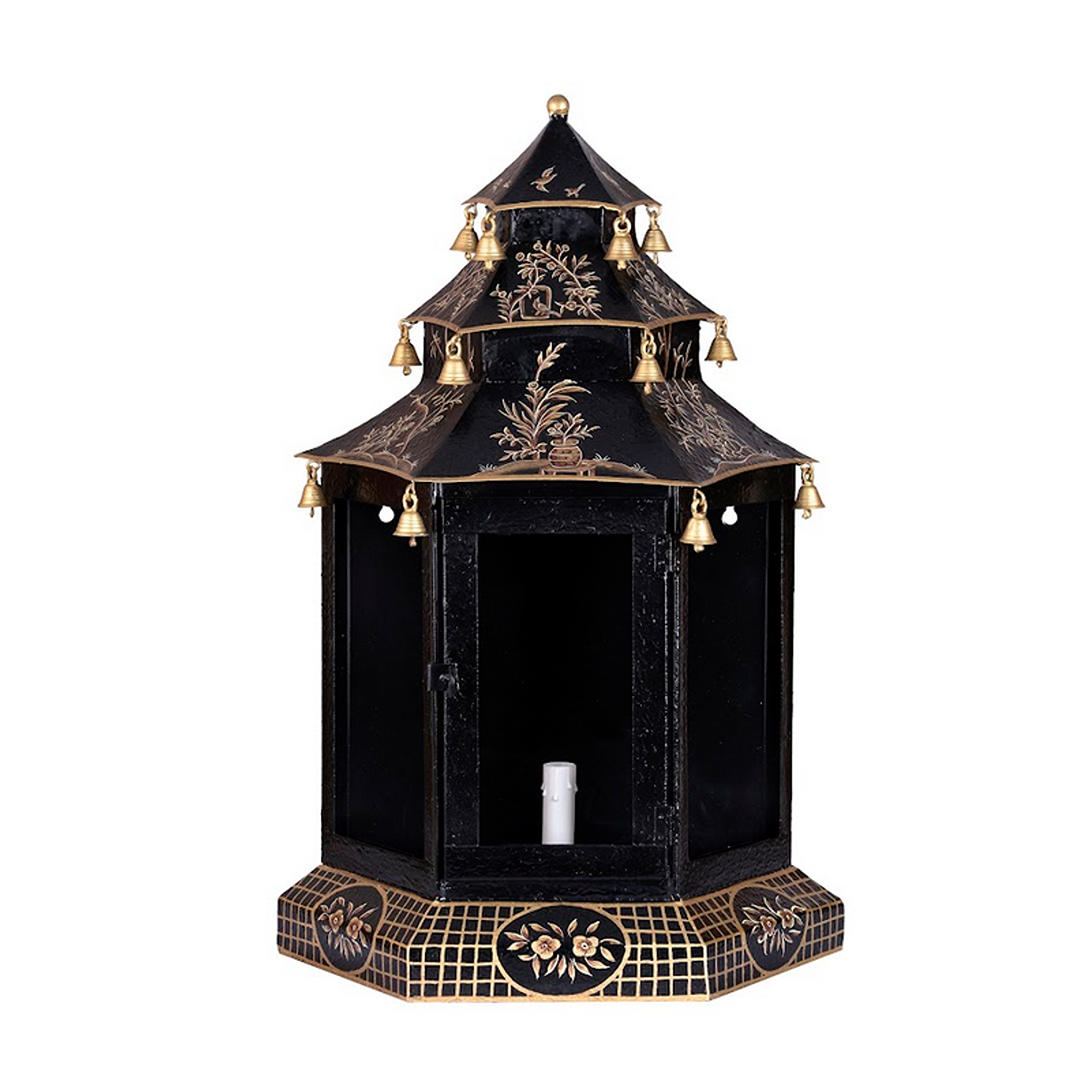 Black & Gold Pagoda Sconce