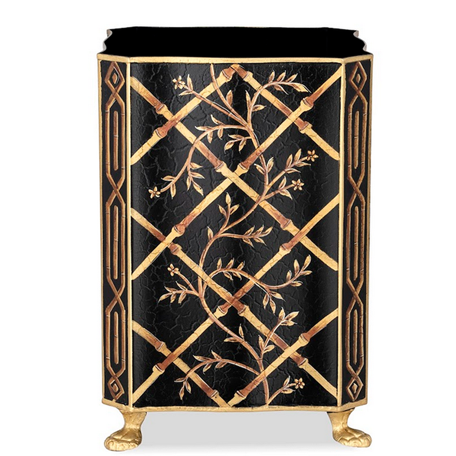 Black Bamboo & Floral Wastepaper Basket & Tissue (3 Options)