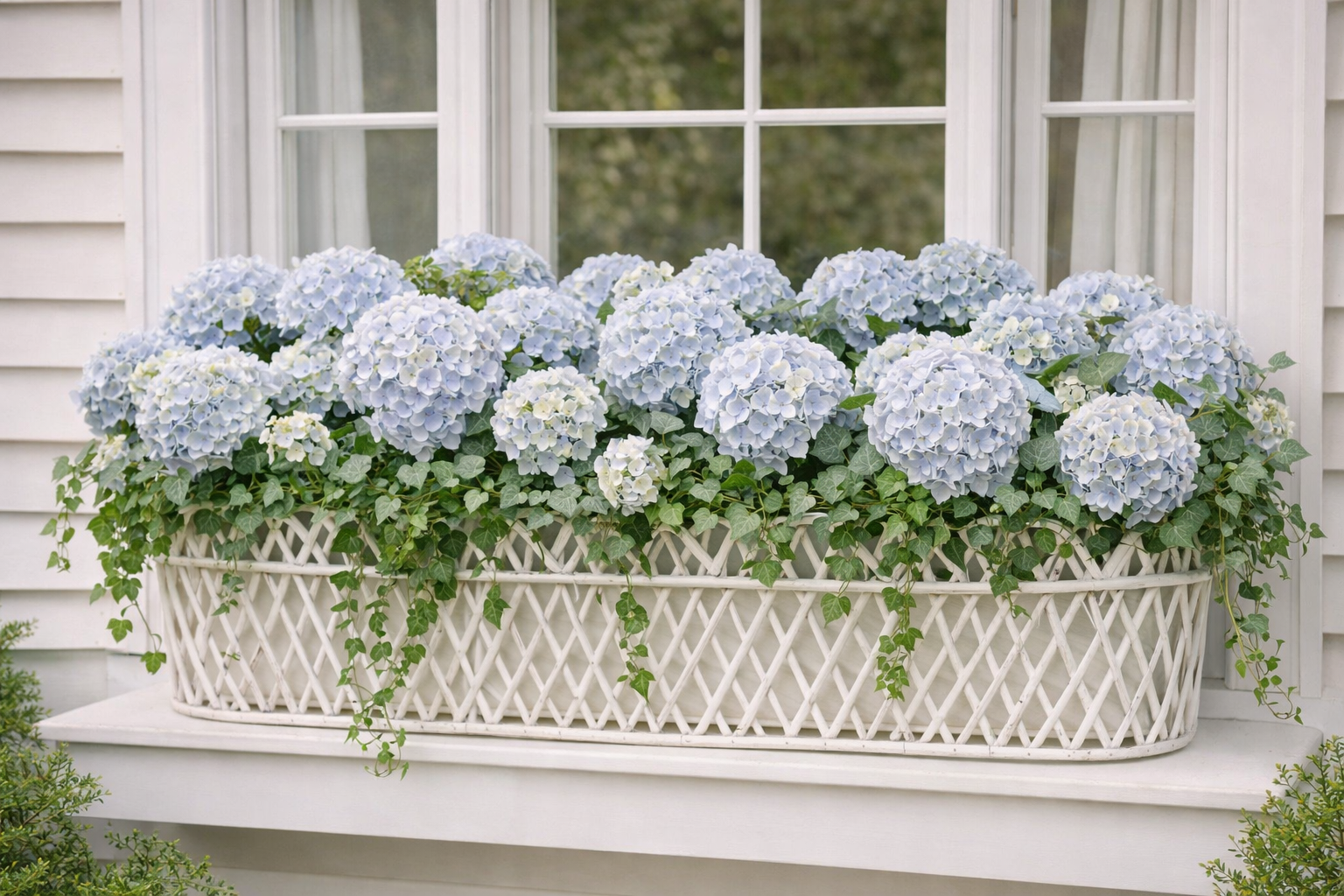 Jumbo White Oval Rattan Scalloped Planter