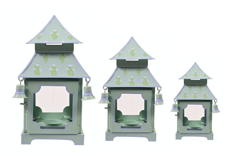 Sage Green &  Lavender Tulip Pagoda Lantern (3 Sizes)