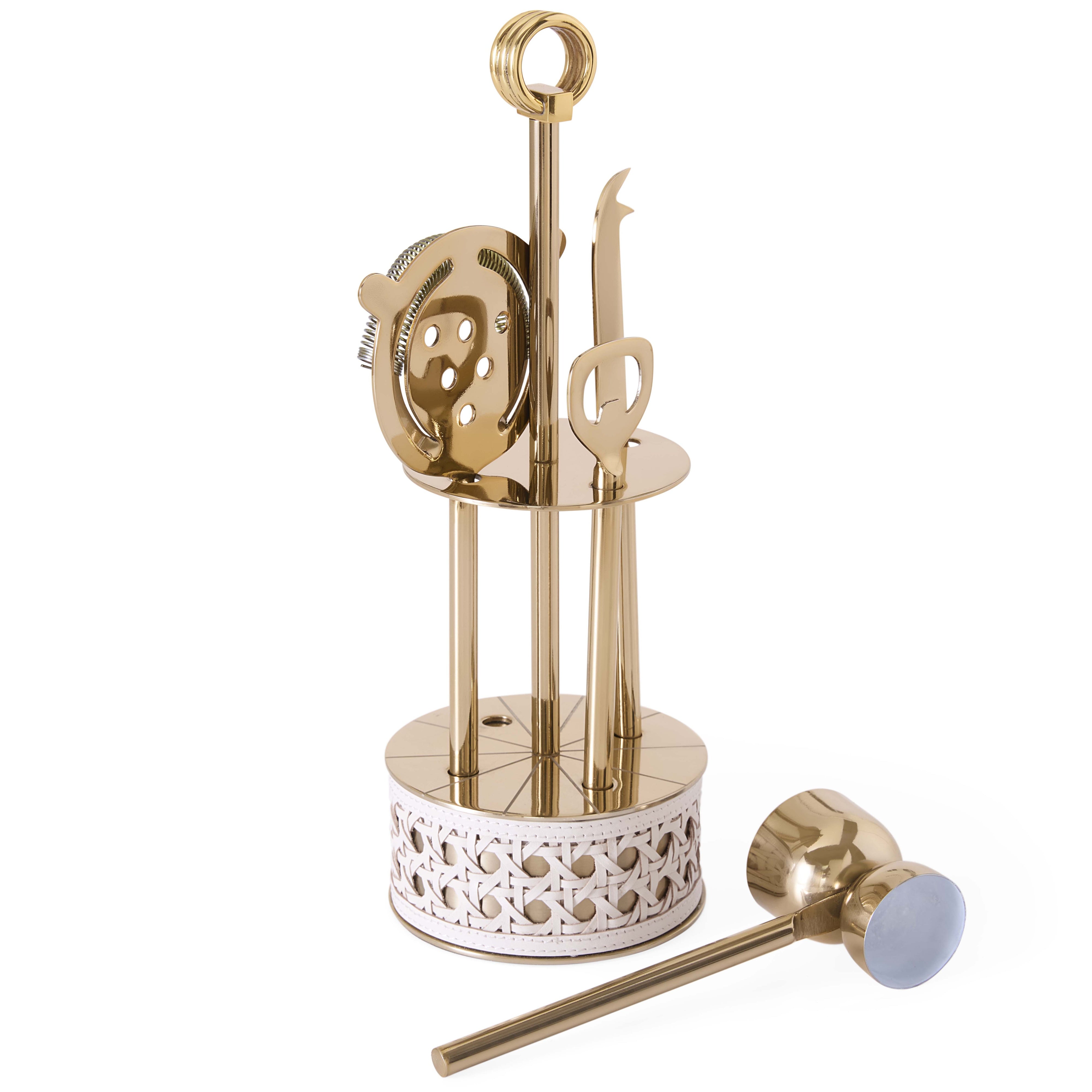 Basketweave Barware Set