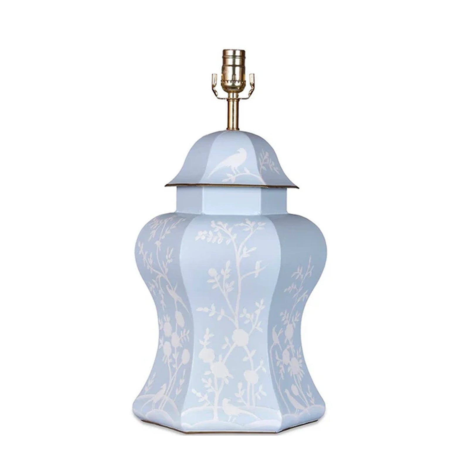 Soft Blue Scalloped Hexagon Lamp