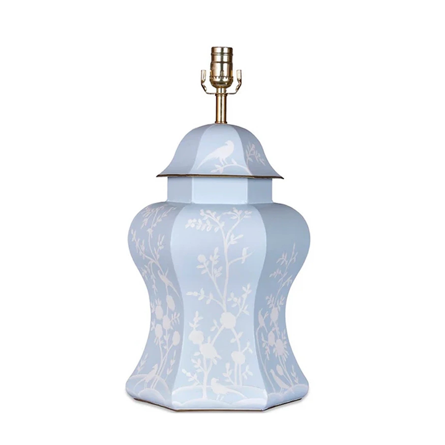 Soft Blue Scalloped Hexagon Lamp