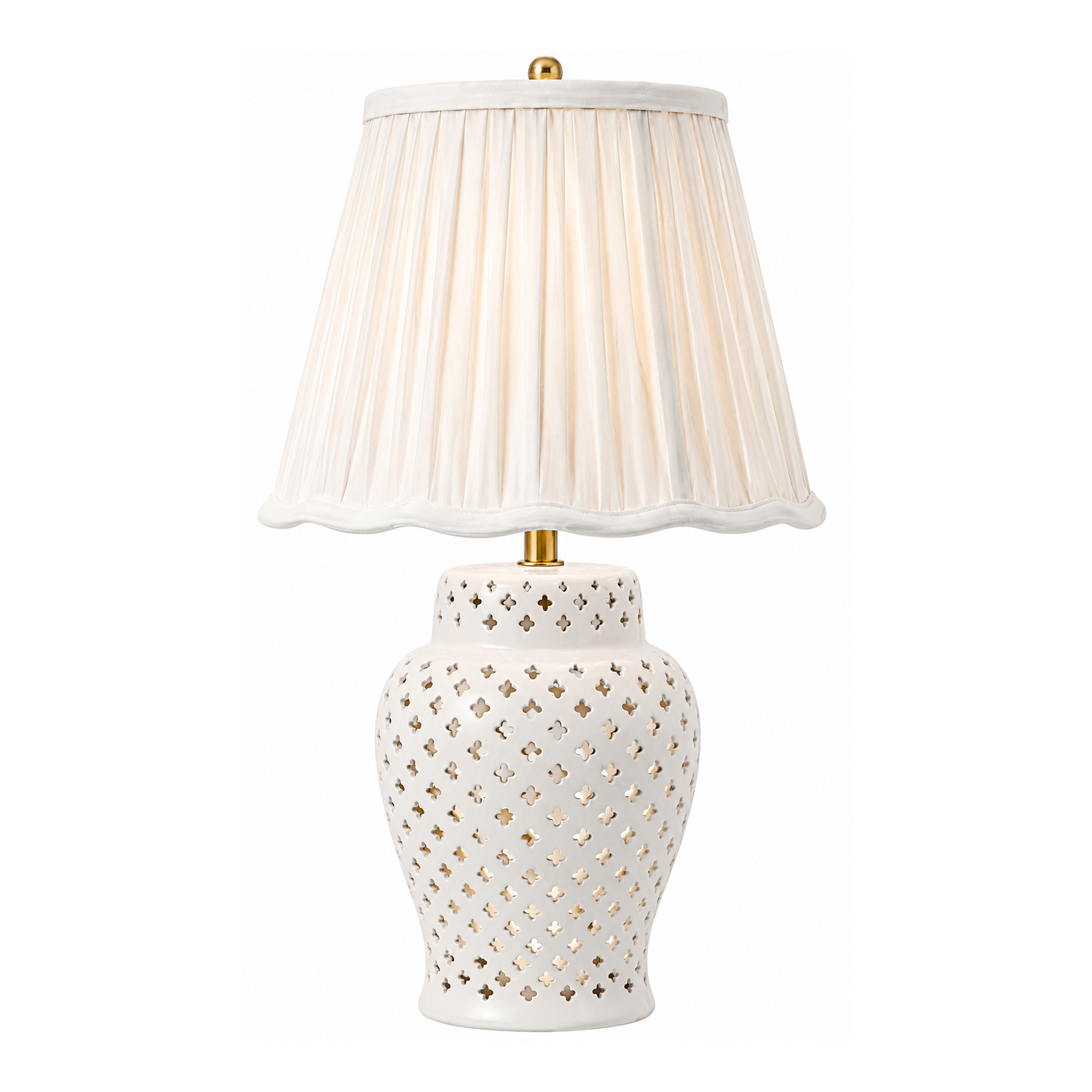Ivory Pierced Diamond Porcelain Rechargeable Lamp (2 Sizes)