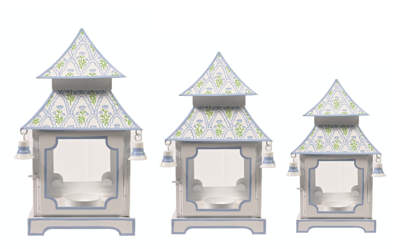 White & Lavender Tulip Pagoda Lantern (3 Sizes)