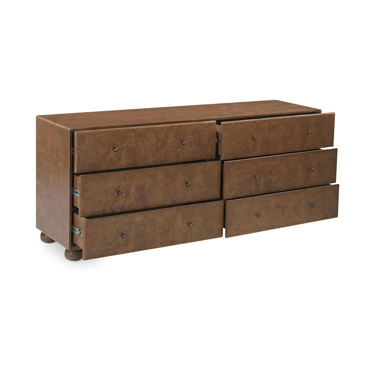 Yancy 6 Drawer Dresser Warm Brown Burl