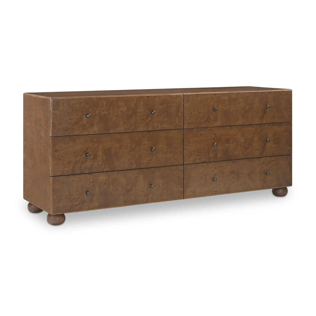 Yancy 6 Drawer Dresser Warm Brown Burl
