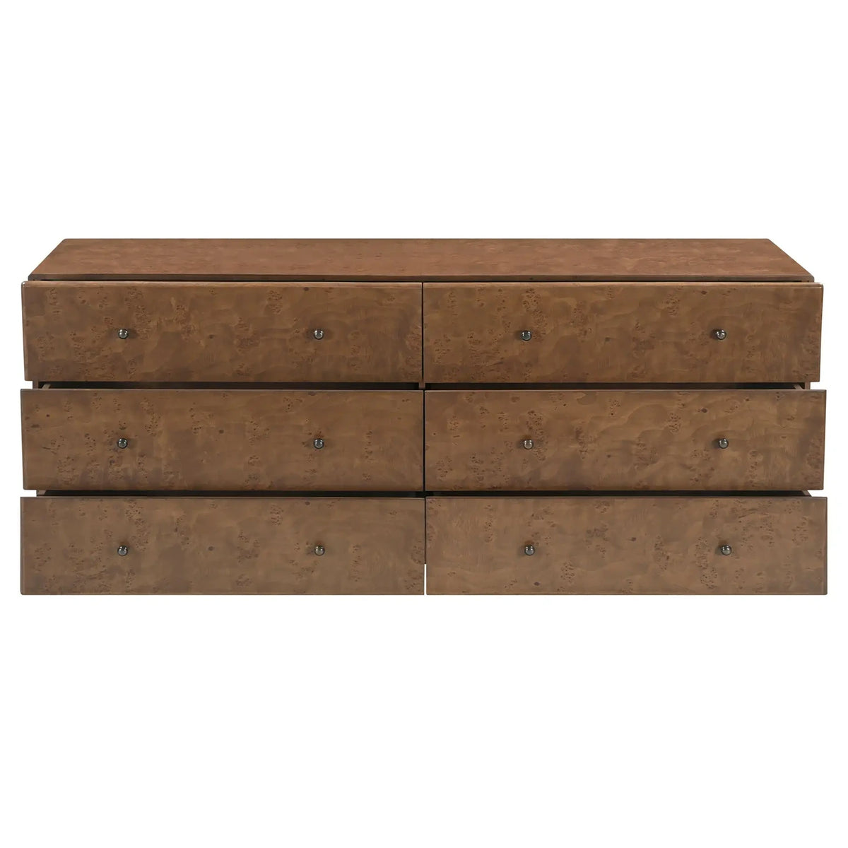 Yancy 6 Drawer Dresser Warm Brown Burl