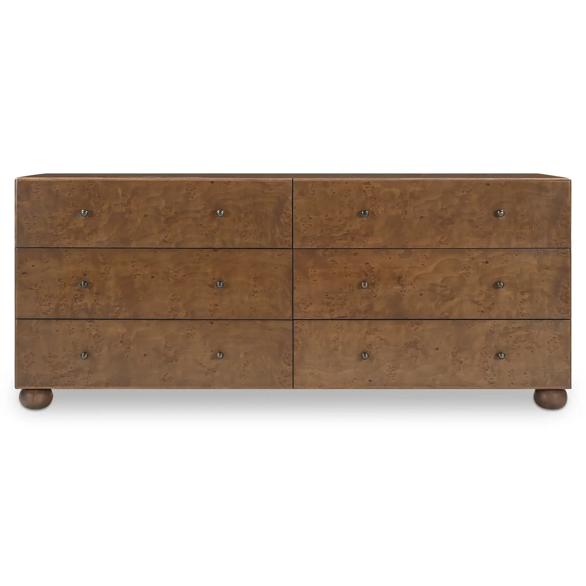 Yancy 6 Drawer Dresser Warm Brown Burl
