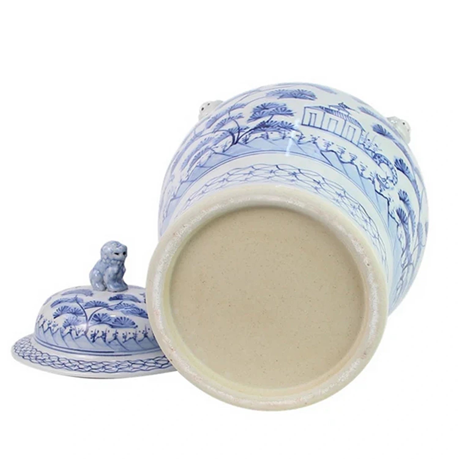 Soft Blue Village Scene Jar