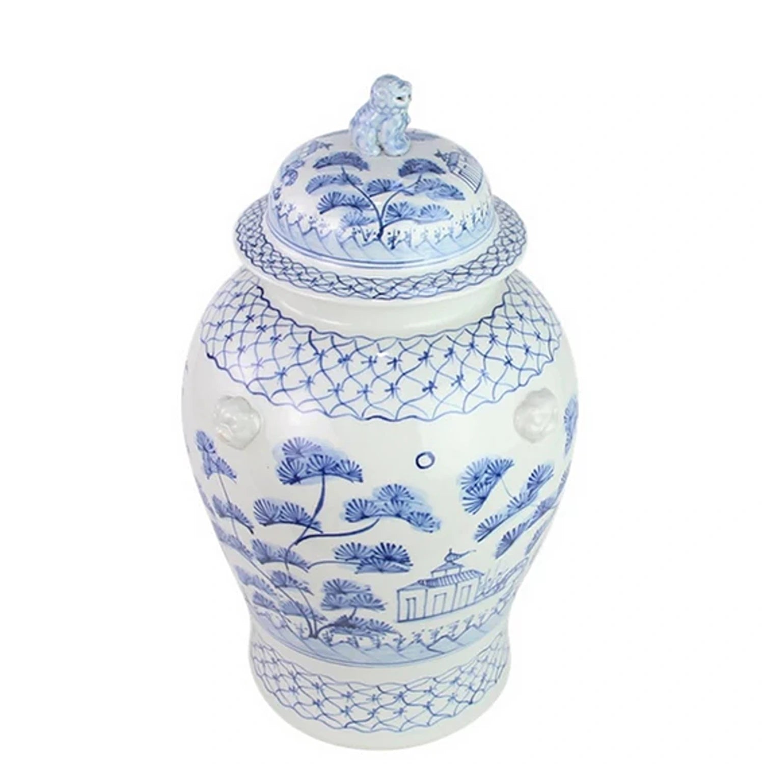 Soft Blue Village Scene Jar