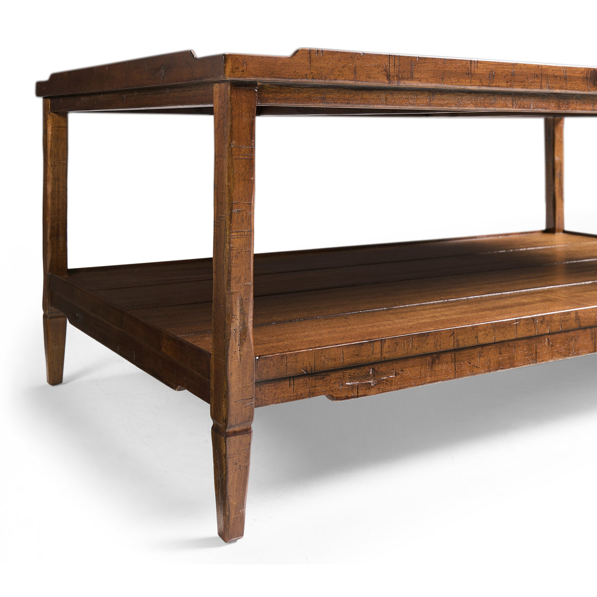 Casual Distressed Coffee Table - Country Farmhouse Walnut
