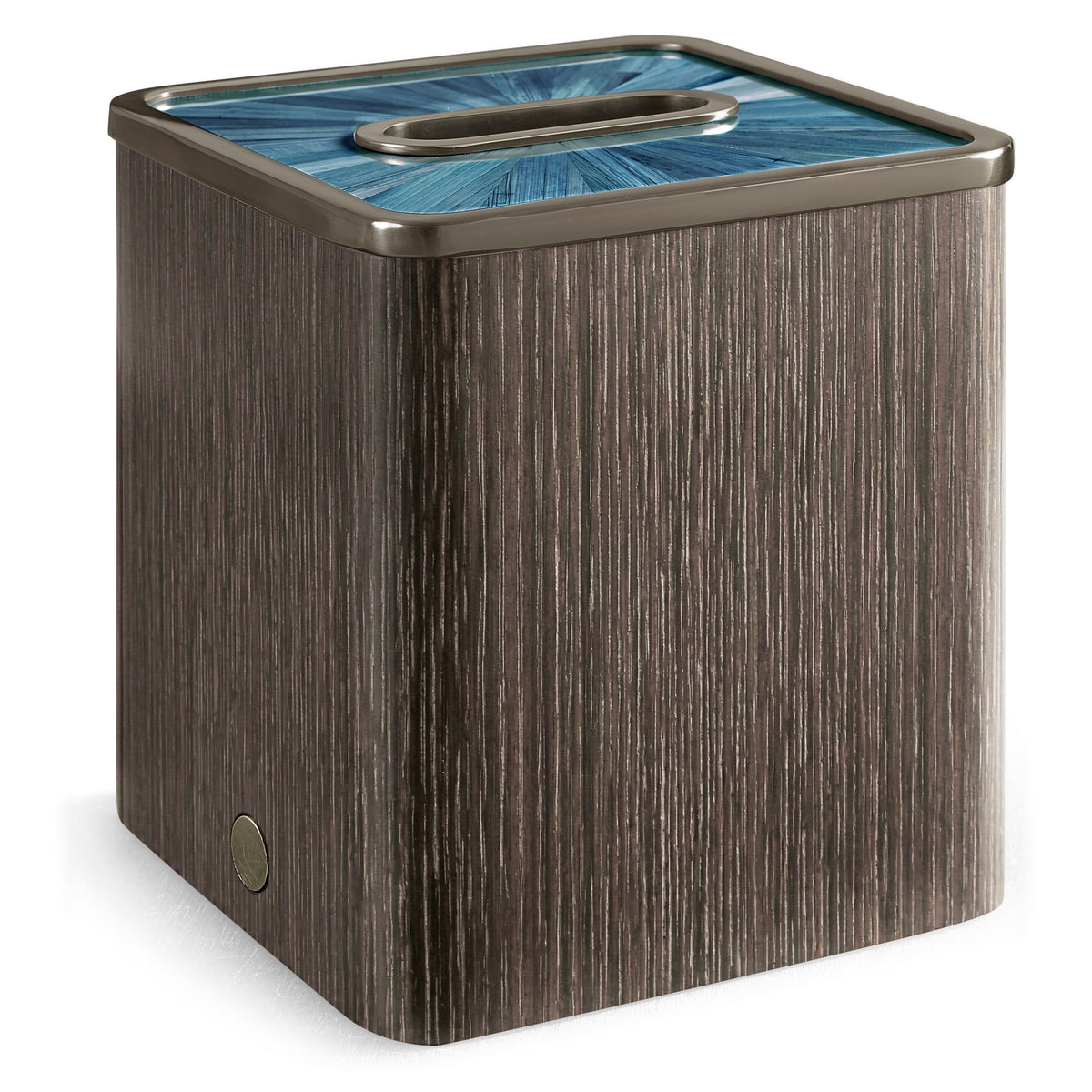 Sapphire Straw Marquetry Tissue Box, Square