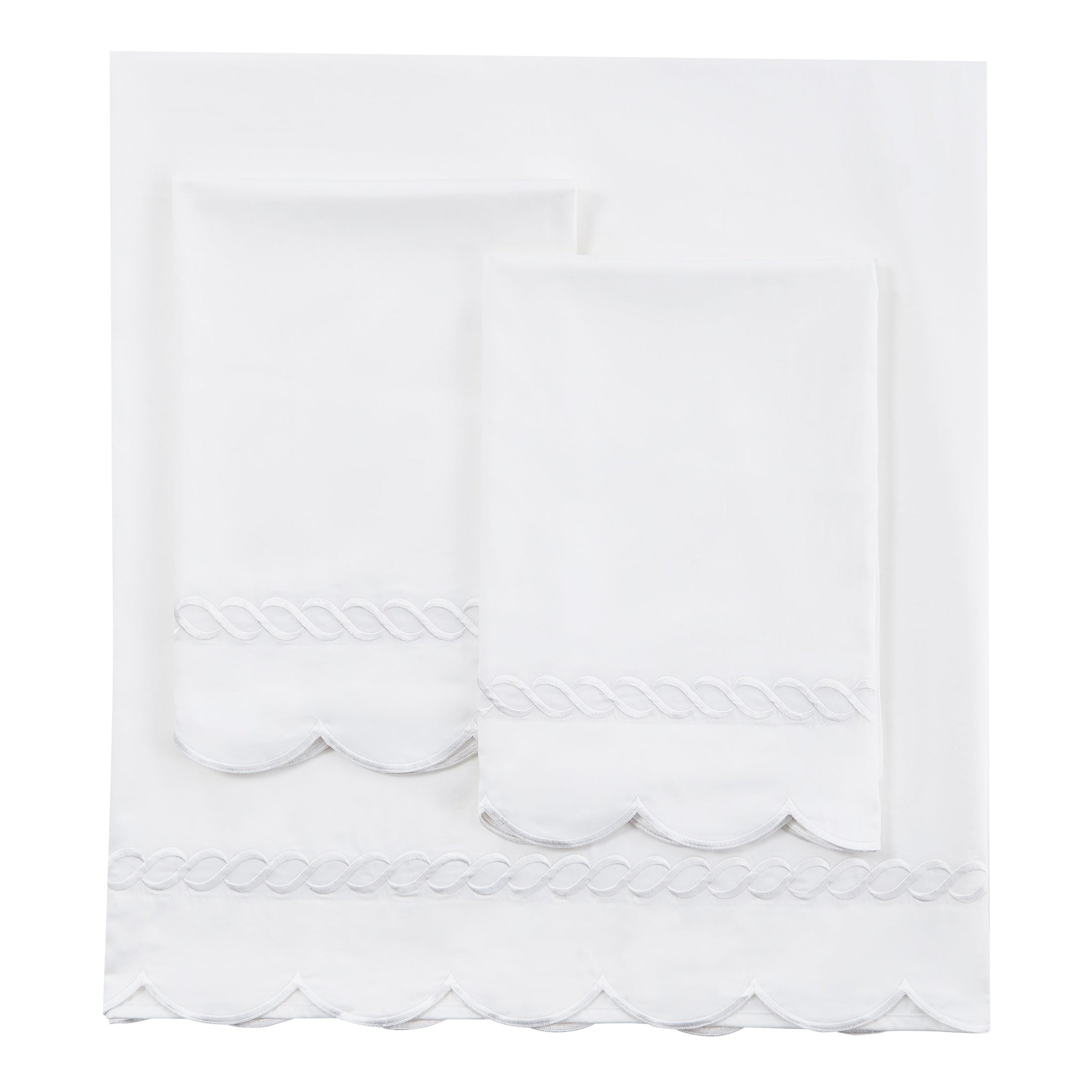 600 Thread Count Scallop Rope Embroidered Cotton Sheet Set