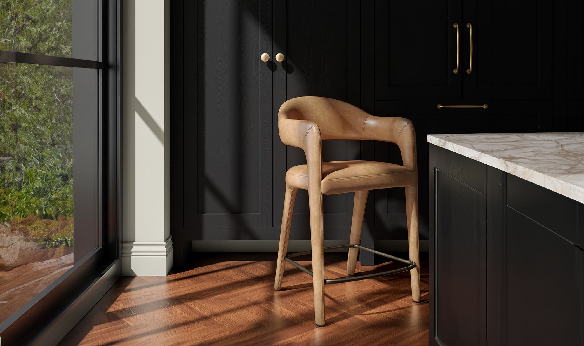 Martin Counter Stool Brown Leather