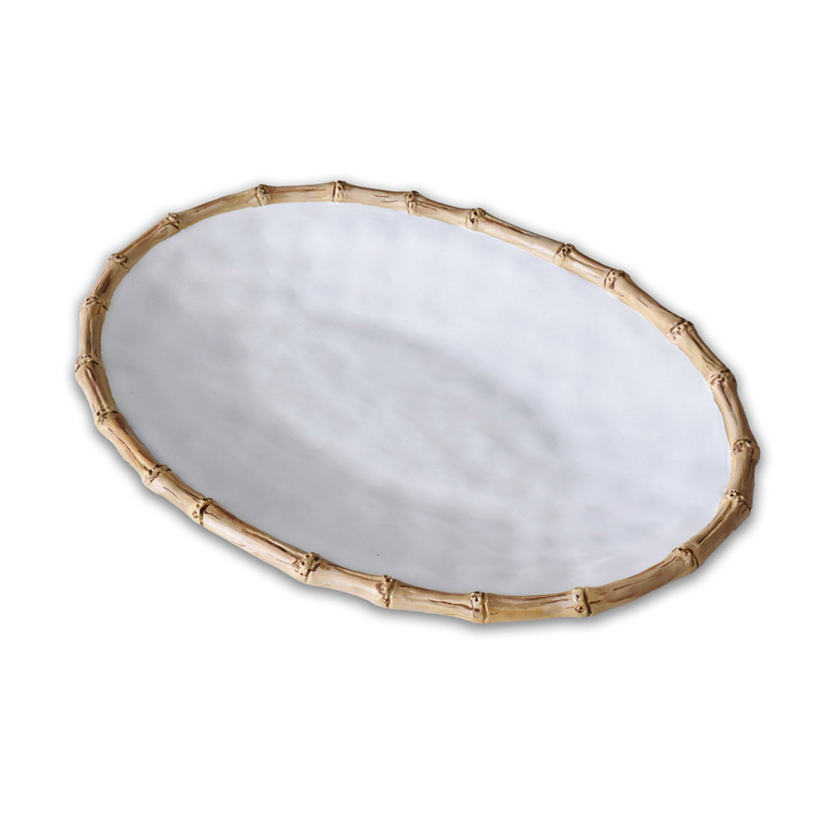 VIDA Bamboo Large Oval Platter (White and Natural)